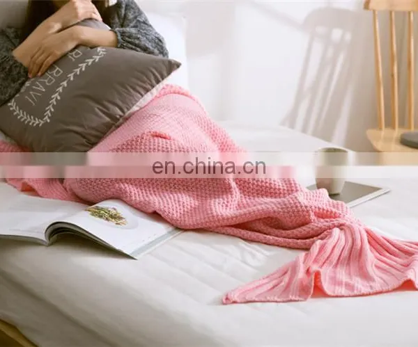 2017 Hot Sale Mermaid Blanket Mermaid Tail Blanket Adults Handmade Home Sofa Blankets Knitted Design photo-6