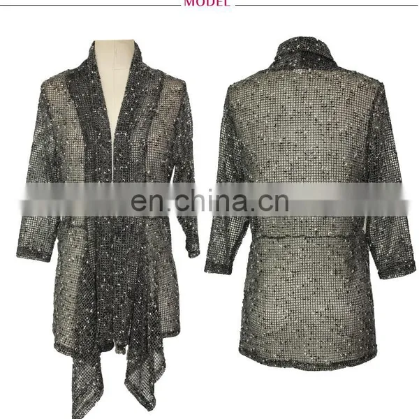 Old Lady Mesh Three Quarter Sleeve Plus Size Cardigan Normal Wear photo-3