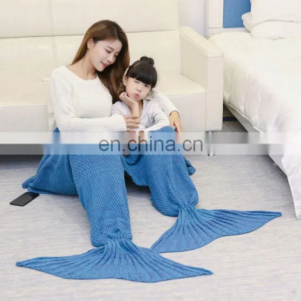 Women Acrylic Sleeping Bag Children Mermaid Tail Blanket photo-6