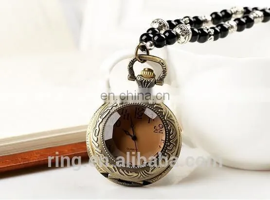 Vintage Design New Artistic Bead Chain Pocket Brass Watch photo-5