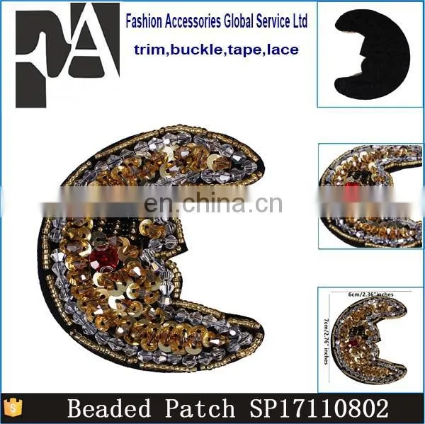 Fashion Beading Sequin Moon Sew On Patches For Clothing photo-5