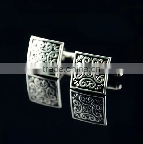 Vintage Black Pattern Mens Party Gift Shirt Cufflinks Cuff Links French Silver photo-3
