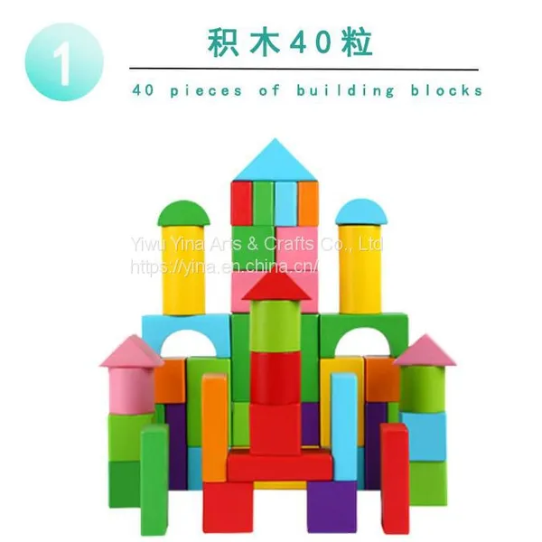 Wooden Building Blocks Rainbow Wooden Blocks Toys photo-2