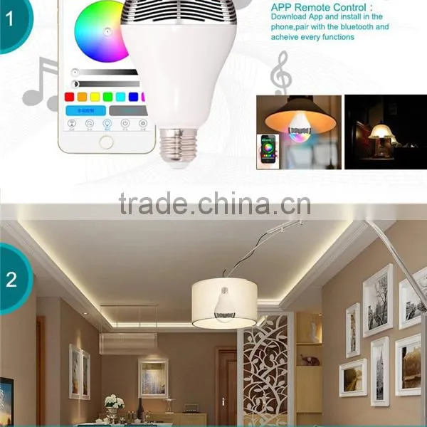 AC100-240V Working Voltage E27/B22 Base RGBW LED Bluetooth Bulb Speaker With Free Controlling APP for Android & IOS Smartphones photo-6