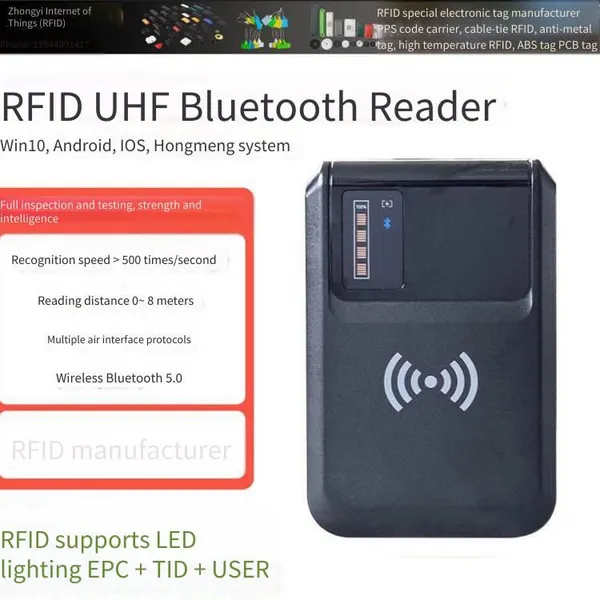 Rfid Bluetooth Mobile Phone Reader in the Form of a Power Bank, Portable Reader With Type-c Interface, Small Uhf Identifier