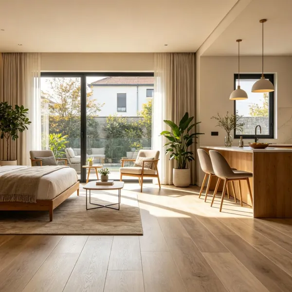 Luxury Wood Grain Flooring, Modern Minimalist Style Laminate Flooring
