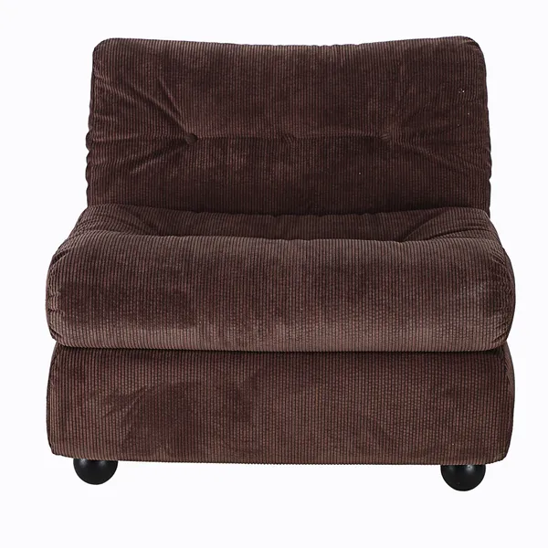 Modular Sofa Single Unit Retro Textured Fabric Sectional Piece with Swivel Wheels