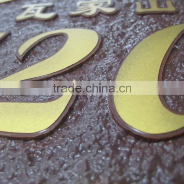 Zinc Alloy Metal Word Projected Nameplate Trademark Logo Label Sticker for Hotel Room Number