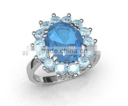 925 Silver Ring With Blue Stone