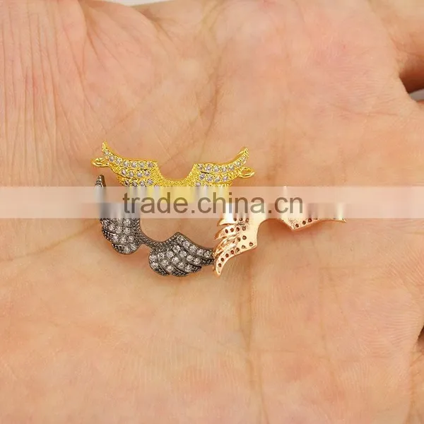 CZ6623 Mirco cz Pave Wing Bracelet Charm Connector,charms for Bracelet Making photo-2