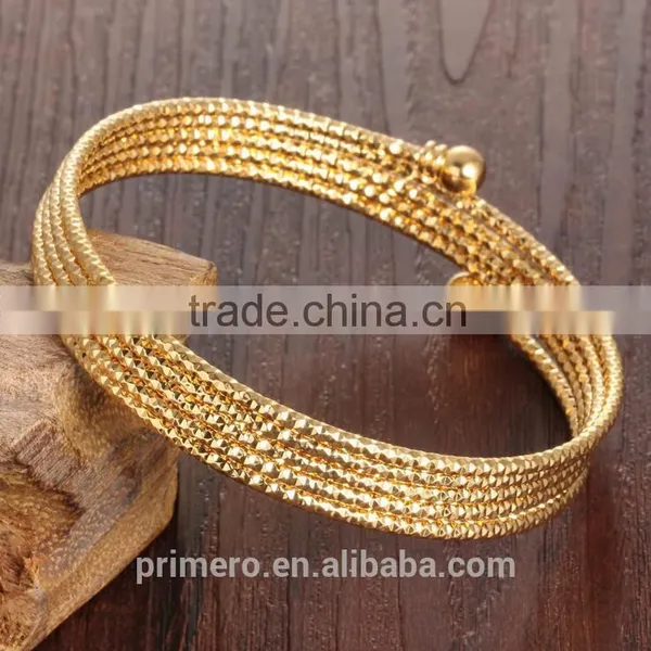 India Spiral Spring Multilayer 18k Gold Plated Bracelet Bangle Wedding Jewelry photo-2