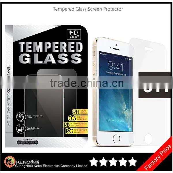 Keno Factory Price Premium 9H Hardness Anti-shock Tempered Glass Membrane for IPhone 5 5S Mobile Phone Screen Protector