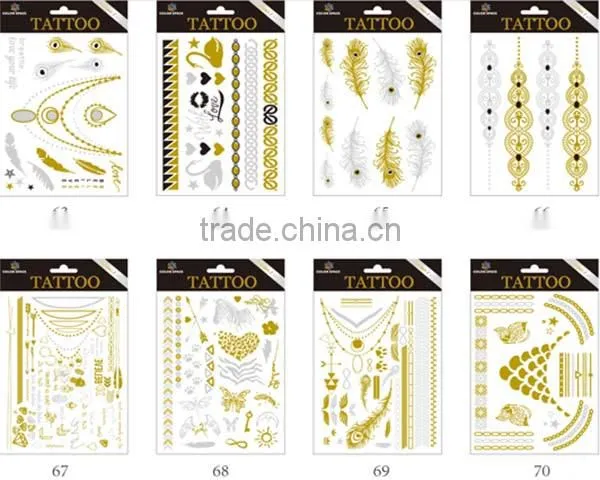 Metallic Gold Silver Black Jewelry Temporary Bling Tattoo photo-2