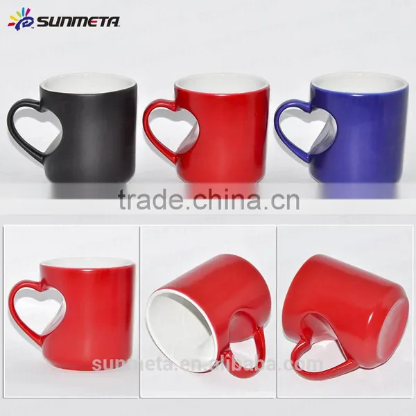 Sunmeta Whole Sale 11oz Blank Sublimation Heart-shaped Color Changing Ceramic Mug Matte photo-2