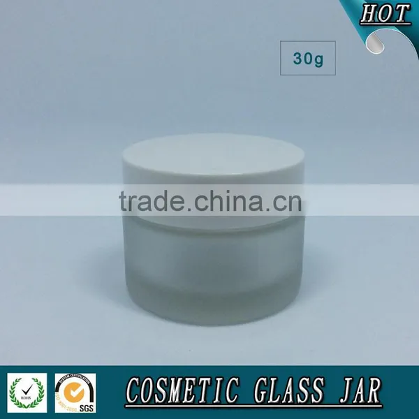 30ML Frosted Glass Cream Jar With Wooden Plastic Caps photo-4