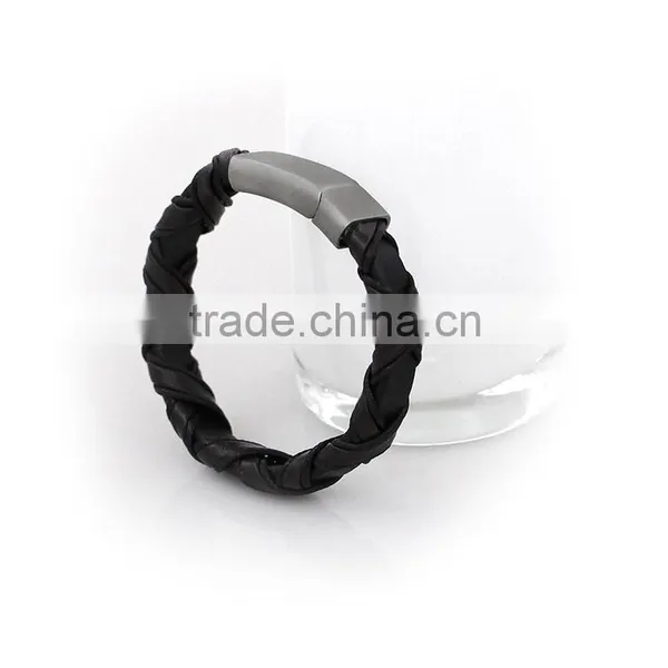Magnet Clasp Bracelet Bead Stainless Steel Handmade Leather Bracelet photo-3