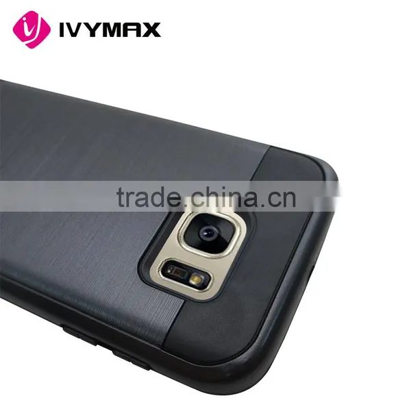 IVYMAX 2016 Hot Selling Brushed Metal Texture Black Hybrid Case Cover For Glaxy S7 G930 G930FD photo-3