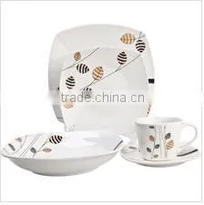 20pcs Ceramic Square Dinner Set, Porcelain Black Square Plate Set photo-3
