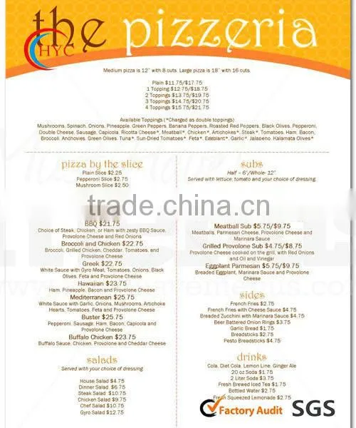 Paint Color Food Menu Flyer Colorful Menu Printing