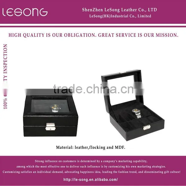 Exquisite Custom Makeing Black Pu Leather Watch Storage Box