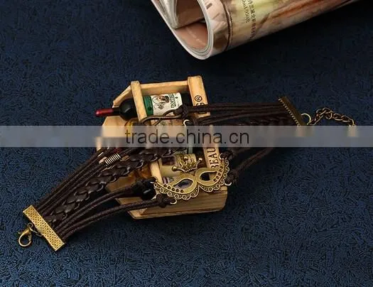 Alloy Deathly Hallows Snitch Owl Black Synthetic Leather Bracelet photo-2
