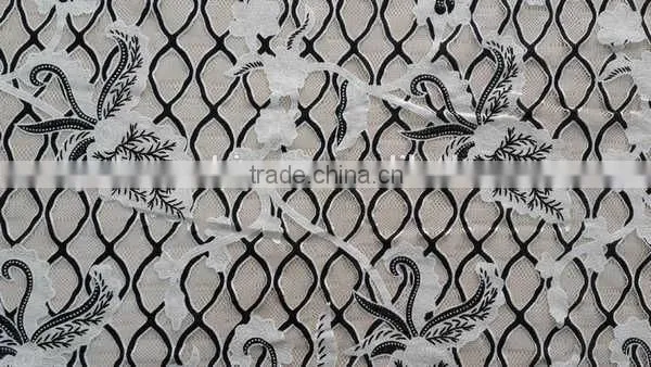 YH010# Lace Fabric / High Quality Burning Flower Lace Fabric / New Design Garment Cloth Lace Fabric photo-3