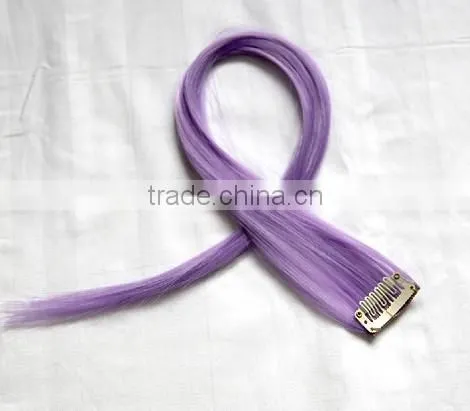 Cheap Clip in Hair Extensions Synthetic Fiber Hair Extension Solid Single Colored Clip in Hair Extension photo-6