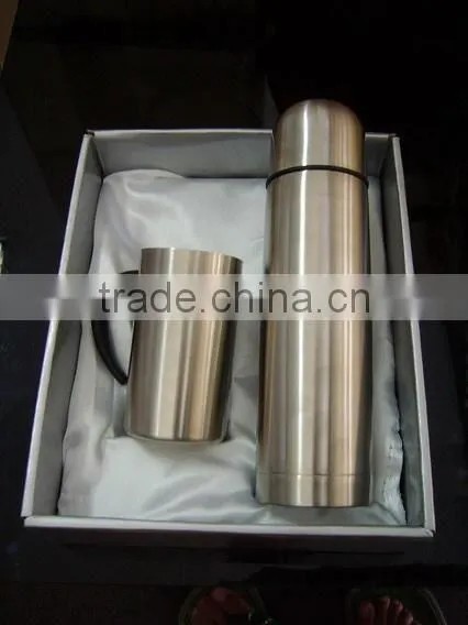 Stainless Steel Mug Gift 500ml Flask and 300ml Coffee Mug Set in Black Gift Box photo-4