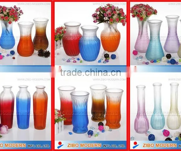 Colored Glass Vases Semi-Color Sprayed Cheap Colored Glass Flower Vase photo-6