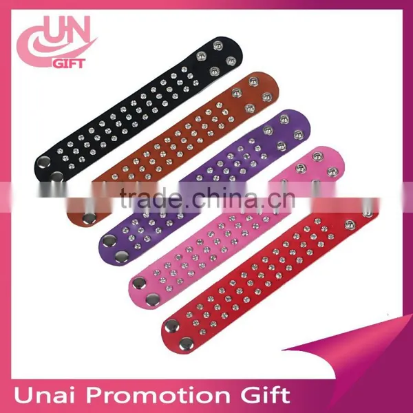 Wholesale Diamond Studded Leather Bracelet Hot Sale #F-854