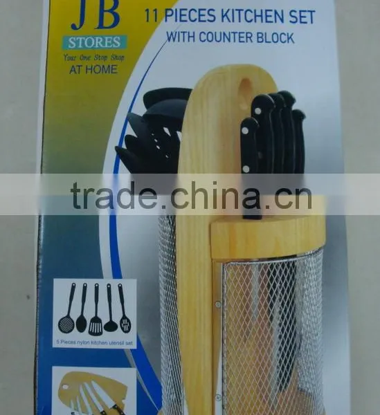 11Pieces Kitchen Utensil Kitchenware Knives Set With Counter Block