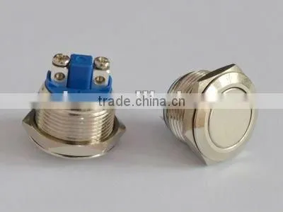 Short-Length Momentary Push Button Switch (Dia.19mm) Flat Head With Screw Terminal