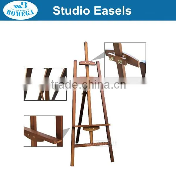 in Stock 1.45m Brown Pine Wood Painting Display Easel Wholesale photo-2
