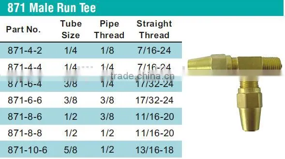 871 Male Run Tee,Air Brake Fittings for Copper Tube,Brass Valve photo-4
