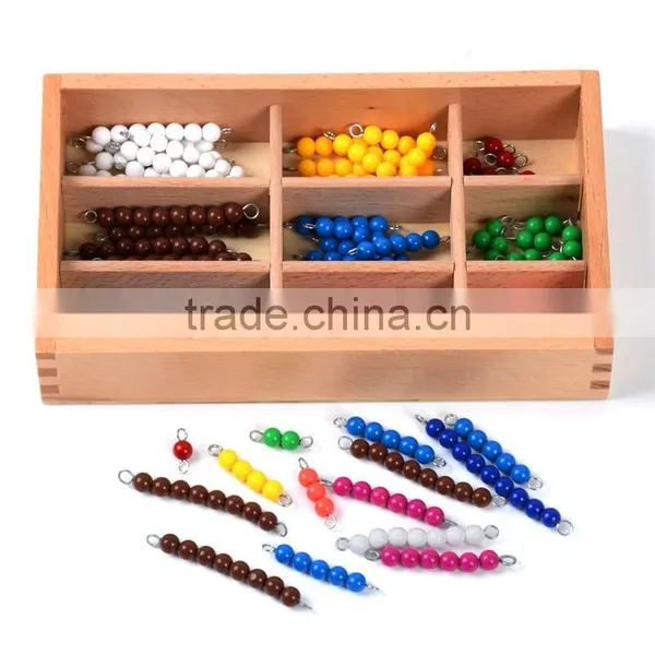 High Quality Wooden Montessori Mathematics Toy Checker Board Colorful Beads photo-2