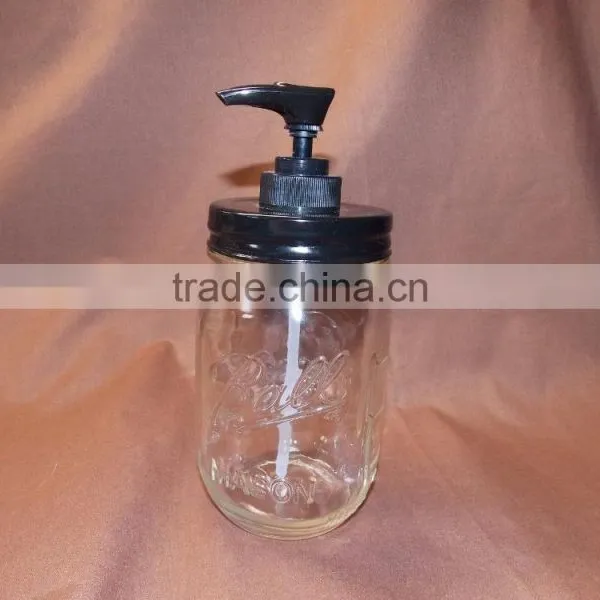 Vintage Mason Jar Soap Dispenser With Antiqued Black Lid & Pump photo-3