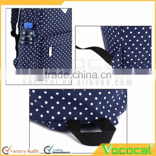 Cute Polka Dot Women Canvas Backpack Satchel Rucksack Schoolbag Leisure Travel Shoulder Bag photo-4