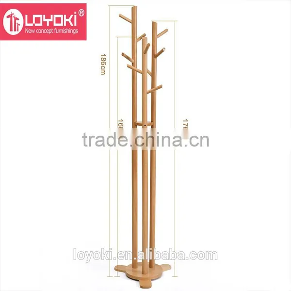 Solid Beech Wood Coat Rack Hall Tree Hat Purse Display Stand photo-3
