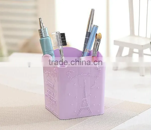 NEW Plastic Delicate 4 Compartment Colorful Barrel,pen Container for Study photo-2