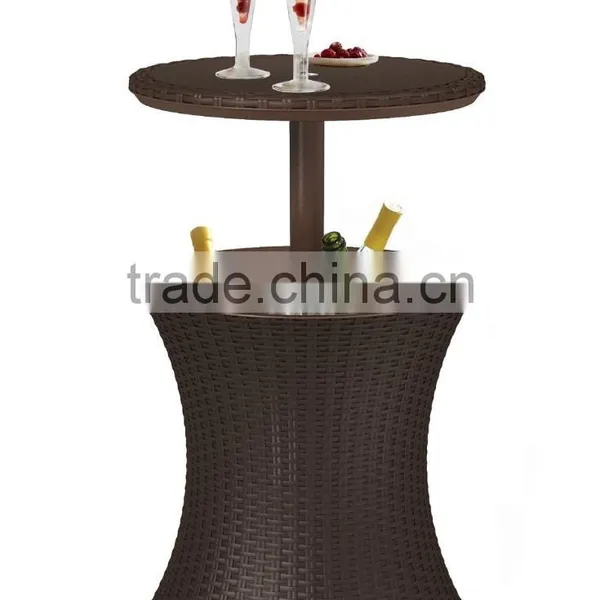 Patio Garden Adjustable Rattan Brown Pool Cooler Table photo-2