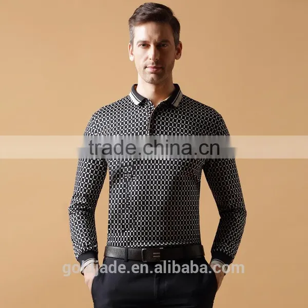 Mens Long Sleeve Polo Shirts OEM 100% Cotton Classic Collar Polo t Shirt for Men photo-3