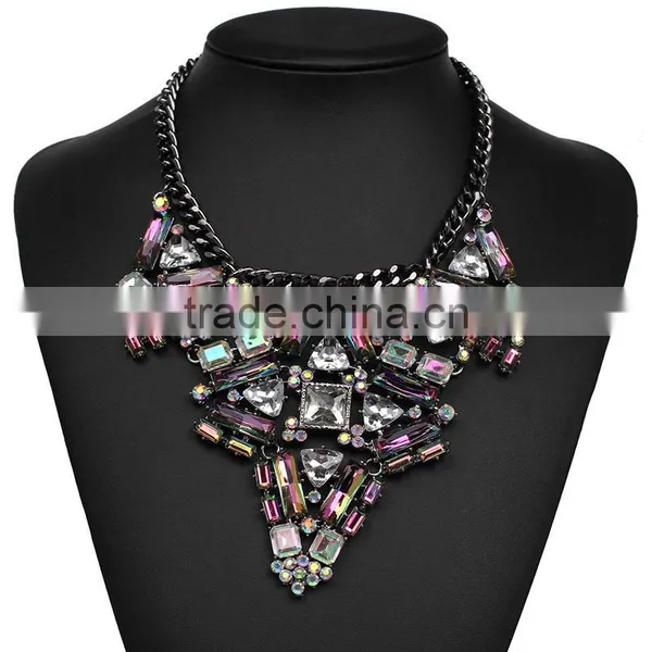 Fashion Crystal Geometric Gems Alloy Statement Necklaces Jewelry photo-2
