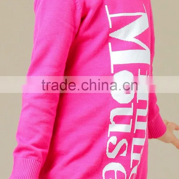 Print Letters Spring Rose Red Longth Sleeve Pullover for Girls photo-6