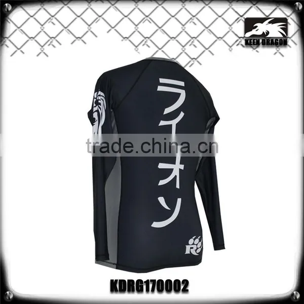 Black/white Sublimation Printed Lycra Compression Bjj Rash Guards With Long Sleeves photo-5