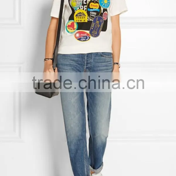 Cotton Fruit Sticker t Shirt Printing for Women photo-3