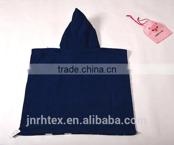 Trade Assurance Combed Cotton Screen Printing Velour Beach Kids Hooded Poncho Towel photo-3