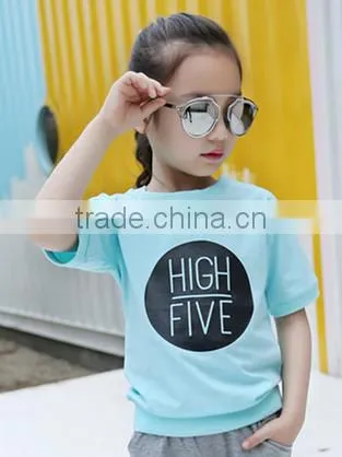 Fashion Custom High Five Word Printed Kids Round Neck Short Sleeve T Shirt OEM Service photo-3