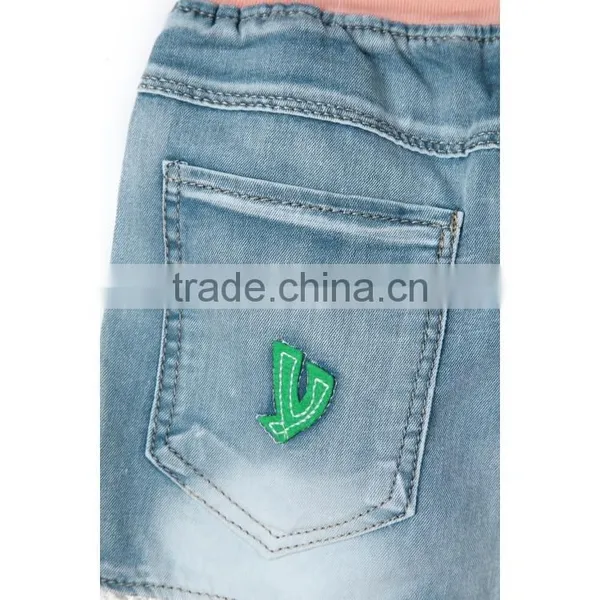 Standard Size Wholesale Fashion Lace Hem Cheap Denim Jeans for Kids photo-3