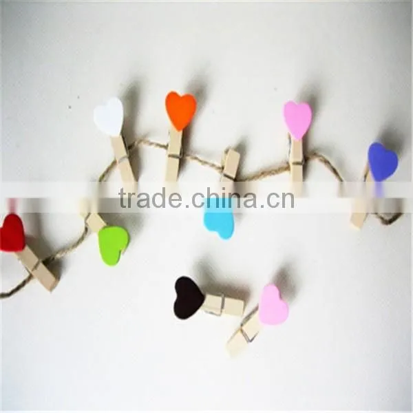 Cute Felt Heart Mini Clip Wood Pegs Kid Craft Party Favor Supply 35mm photo-2