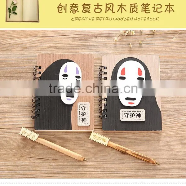 Spirited Away No Face Man Cartoon Wooden Japanese Anime Notebook Design A photo-5